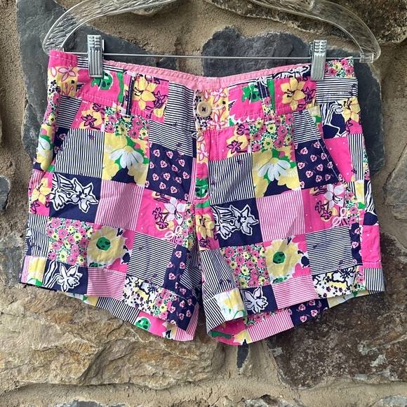 Lilly Pulitzer Pants - Lilly Pulitzer Patchwork Print Shorts Pink Multi Size 4 – Floral Preppy Classic